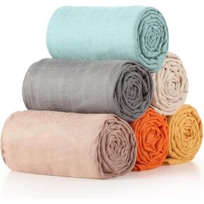 6 Pcs Muslin Swaddle Blankets Breathable Cotton Newborn Blankets Colorful Baby Swaddle Receiving Blankets Soft Cotton Baby Blanket Registry Essentials Gift for Unisex Boy Girl(Classic Colors) in Kuwait