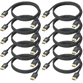 10FT DisplayPort Cable 2-Pack, DisplayPort 1.4 Cable, DP Cable 1440P 240hz Gaming, Display Port cable【32.4Gbps, HDR10, 8K@60Hz, 4K@144Hz/240Hz】 for PC Gaming Monitor