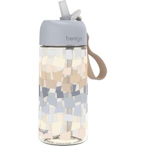 Bentgo® Kids Water Bottle (Whimsy & Wonder Collection) - Leak-Proof Durable Tritan™ 15 oz. Cup for Kids/Toddlers 3+; Flip-Up Safe-Sip Straw for School, Sports, Daycare, Camp & More (Geo Speckle)