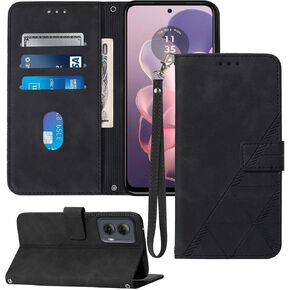 for Moto G 5G 2024 Case Wallet,for Moto G Play 5G 2024 Case,Card Holder Slots Wrist Strap TPU Interior Protective,Stand PU Leather Folio Flip Cases Cover (Blue)