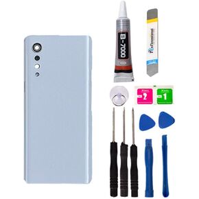 Replacement Repair Battery Back Glass Cover Back Replacement for LG Velvet 5G G900, with Tape and Tools (with Camera Lens) (Gray)