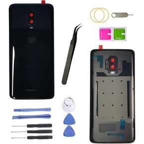 one Plus 6T Battery Back Cover Replacement Rear Glass Door Parts for Oneplus 6T A6010 6.41 Inch (Black)