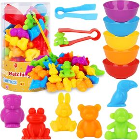 AMOR PRESENT 64PCS Counting Animals for Toddlers, Ocean Animal Matching Game Color Sorting Toys Montessori Educational Toys for Toddlers Ages 3 4 5 6