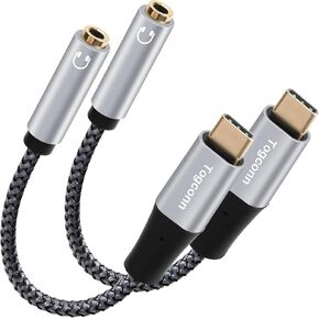 USB Type C Male to 3.5mm TRRS Female Headphone Jack Adapter, USB C to Aux Audio Dongle Cable Cord, Nylon Braided, Aluminum Shell, for iPhone 15 Series, iPad Pro, MacBook, Pixel, Galaxy S24