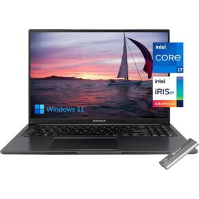 ASUS Vivobook 16 Laptop, 16" FHD+ (1920 x 1200) Display, Intel Core i7-1255U (10 Core) Processor, 16GB RAM, 1TB SSD, Webcam, Wi-Fi+Bluetooth,HDMI, Skyerd Portable SSD,Win 11 Home, Black…