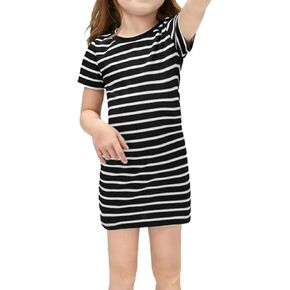 Toddler Dress Basic Dresses for Girls Everyday Cotton Casual Summer Girls Dresses for 3-7 Years