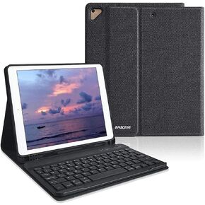 aMZCaSE iPad Pro 9.7 Inch Case with Keyboard for iPad 6th Generation(2018),iPad 5th Generation(2017),iPad Air 2 Case with Keyboard,iPad Air 1,Wireless Detachable Bluetooth Keyboard,Grey