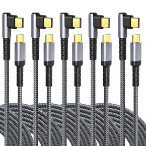 OKRAY USB C Cable 10ft, 5-Pack iPhone 15 Charger Cord USB c to c 90 Degree Angle Type C Android Charger Cable 60W Fast Charging Compatible for iPhone 15 Pro Max Plus, iPad Air Pro, Galaxy S24/Note20