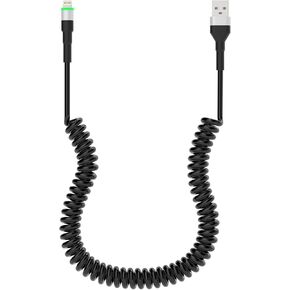 كابل iPhone Lightning ملفوف لـ Apple Carplay، كابل USB ملفوف إلى Lightning معتمد من MFi، سلك شاحن iPhone قابل للسحب للسيارة، سلك شاحن iPhone قصير مع مزامنة البيانات وLED in Kuwait