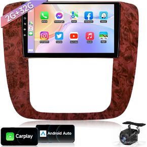 5G WiFi Android 13 4+32G Car Stereo, Radio for Chevrolet Tahoe Silverado GMC Yukon Suburban Chevy 2007-2013, 9" 1280*800 Screen with Carplay Android Auto, 1080P Rear Camera, GPS/Bluetooth/FM/DSP/SWC