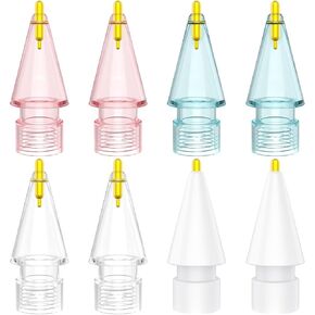 8 Pack Fine Point Replacement Tips Compatible with Apple Pencil 2nd Generation, Apple Pencil 1st Generation, Apple Pencil USB-C & Apple Pencil Pro Colorful iPencil Nibs (Pink+Blue+ Clear +White)