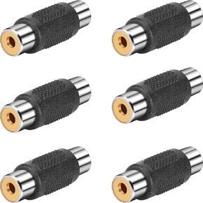 RCA Female to Female Coupler, 3 Pack Audio Video RCA Adapter Connector Gold Plated RCA Jack to Jack Converter RCA Cables Extender for Speaker, Amplifier, TV, RCA Cable, Silver