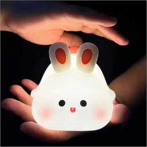 Big Face Bunny Night Light for Kids, the Rechargeable Touch Lamp is 3 Levels Brightness, Bunny Toys for Bedroom with Warm White Light, and Birthday Christmas Gifts for Women Kid Halloween Decorations