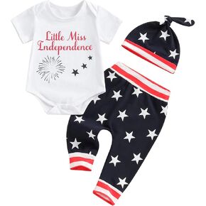 MAYUMMPY Newborn Baby Boys 4th of July Outfit American Flag Clothes Four of July Romper Star Stripe Pants Hat Set