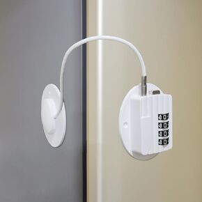 Baby Proofing Refrigerator Lock Combination, Easy Install No Tool Need or Drill Cabinet Drawer Lock with Strong Sticky Adhesive Pad, No Key Needed Safety Lock for Toddler, Cat & Dog(2 Pack, White)