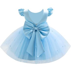 ODASDO Baby Girls Party Dress Toddler Kids Pageant Dresses Satin Bowknot Sleeveless Princess Tutu Formal Gown