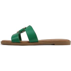 CITYCLASSIFIED “FENG" ~ Women Square Toe H-Band Buckle Slip-On Fashion Slide Sandal