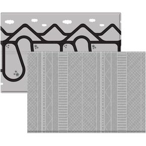 Ruggish Romy Play Rug 4.8 x 7.0 ft - Soft Cushion Reversible Baby Kids Playmat + Interactive Play Map + Waterproof (Warm Grey)