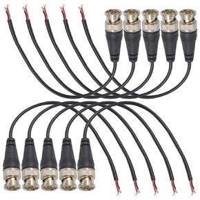 BNKENX BNC Connector Plug Male Tail Line Q9 Connector with 18cm Wire Q9 Terminal Tail Cable BNC Video Cable Monitor Cable Tail Cable for Monitor Camera CCTV Camera etc