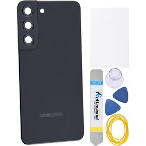 Black Acrylic Glass Back Panel Cover Replacement for Samsung Galaxy S22 5G SM-S901B SM-S901U with Rear Camera's Frame and Glass Cover Pre Cut Adhesive and Installation Instruction Tool Kit