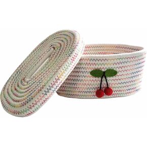 Small Basket with Lid for office, Stuff Basket, Tissues Basket, Home Decor, Desktop Organizer, Nursery Storage Basket(2 PCS Colors)