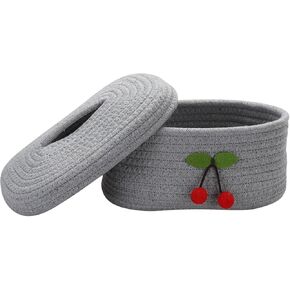 Small Basket with Lid for office, Stuff Basket, Tissues Basket, Home Decor, Desktop Organizer, Nursery Storage Basket(2 PCS Colors)