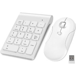 TRELC Wireless Numeric Keypad and Mouse Combo, Mini 2.4G 18 Keys Number Pad with Silent Mouse, Financial Accounting Data Entry Numpad Keyboard Extensions for Laptop, PC, Desktop, Notebook (Black)