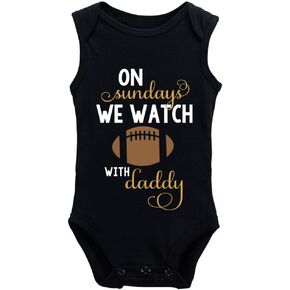 On Sundays We Watch Football With Daddy Cute Baby Bodysuit Long Sleeve Bodysuits