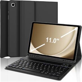 Keyboard Case for Samsung Galaxy Tab A9+ Tablet 11", Dechatable Keyboard Bluetooth, Smart Cover with S Pen Holder, Auto Sleep/Wake Synthetic Leather Folio for Tab A9 Plus, Dark Green