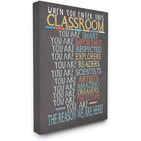 Stupell Industries Classroom Rules Rainbow Chalk Wall Plaque, 10x15, Design by Artist Jo Moulton
