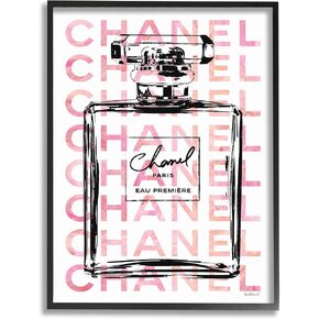 Stupell Industries Glam Perfume Bottle With Words Pink Black Framed Giclee Texturized Art, Proudly Made in USA, 11 x 14