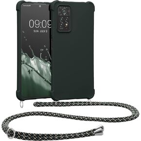 kwmobile Crossbody Case Compatible with Xiaomi Redmi Note 11 Pro/Note 11 Pro (5G) / Note 12 Pro (4G) Case - TPU Silicone Cover with Strap - Macchiato