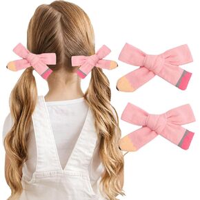 Back to School Hair Bow Clips Yellow Pencil Bow Clips First Day of School Hair Accessories Ponytail Holder Grosgrain Hairgrips Hair Clip for Kindergarten 1st 2nd 3rd Grade Student Hair Headwear Decor