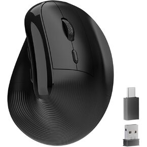 ماوس USB C لاسلكي عمودي قابل لإعادة الشحن، ماوس بلوتوث لاسلكي مريح 4000 ديسيبل متوحد الخواص الفأرة الضوئية لماك بوك اير برو/ آي باد / آي ماك / سيرفيس