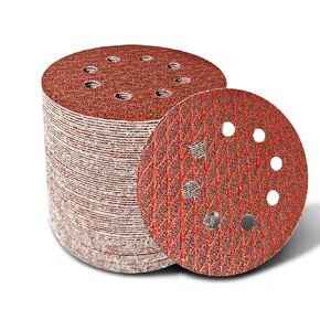 90PCS 5 Inch Sanding Disc Diamond Shape, 40 Grit Sandpaper, 8 Hole Hook and Loop Sanding Discs for Random Orbital Sander