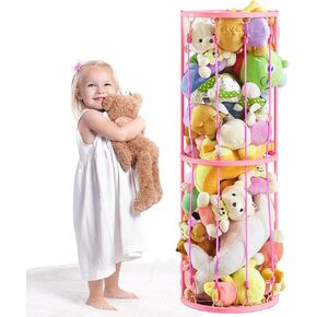 تخزين حديقة الحيوان المحشوة - حامل تخزين الحيوانات المحشوة من القطيفة مع إطار معدني وشريط مطاطي - توفير المساحة، منظم قفص تخزين الألعاب القطيفة، واقف لغرفة النوم وغرفة اللعب وديكور الحضانة in Kuwait