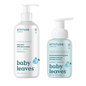 Bundle of ATTITUDE 2in1 Foaming Wash, Body Lotion, 2in1 Shampoo and Body Wash, Bubble Wash and Calendula Body Cream, EWG Verified, Dermatologically Tested, Vegan, Good Night