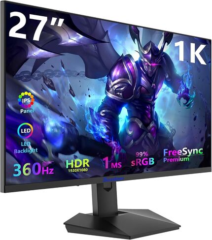 27inch Gaming Monitor - 1ms 360Hz 1080p Flat IPS, HDR10 Height/Tilt/Swivel/Pivot Adjustable RGB Anti-Glare Display, HDMI/DP, FreeSync, G-Sync, 400 cd/m² Bright LEDs in Saudi Arabia
