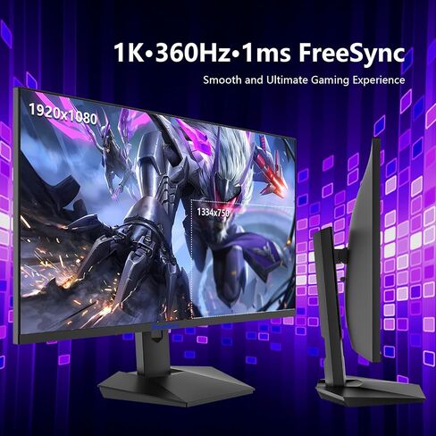 27inch Gaming Monitor - 1ms 360Hz 1080p Flat IPS, HDR10 Height/Tilt/Swivel/Pivot Adjustable RGB Anti-Glare Display, HDMI/DP, FreeSync, G-Sync, 400 cd/m² Bright LEDs in Saudi Arabia