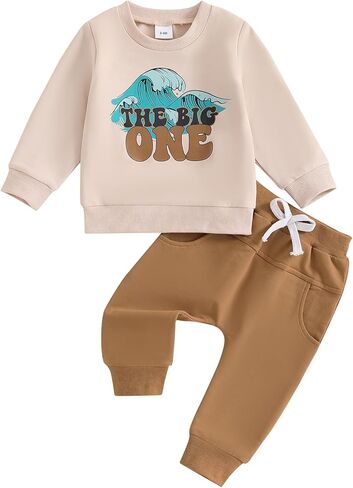 Kayotuas Baby Boy Birthday Outfit Toddler Fall Clothes Infant Birthday Boy Shirt & Pants Set Cute 2 Piece Cake Smash Outfits in Saudi Arabia