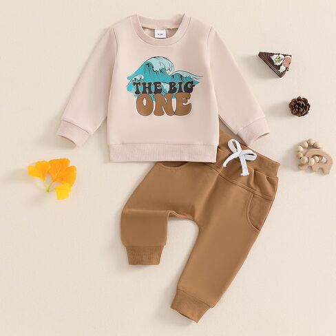 Kayotuas Baby Boy Birthday Outfit Toddler Fall Clothes Infant Birthday Boy Shirt & Pants Set Cute 2 Piece Cake Smash Outfits in Saudi Arabia