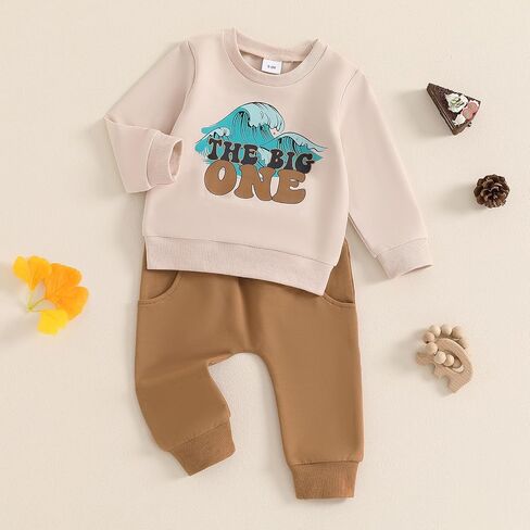 Kayotuas Baby Boy Birthday Outfit Toddler Fall Clothes Infant Birthday Boy Shirt & Pants Set Cute 2 Piece Cake Smash Outfits in Saudi Arabia