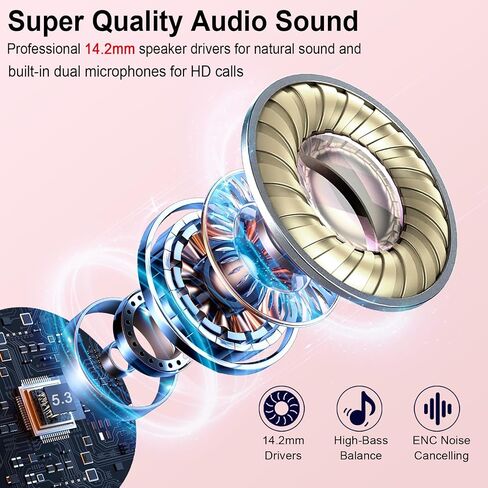 Wireless Earbuds Bluetooth 5.3 Earbuds Hi-Fi Stereo, 2024 Ear Buds with 4 ENC Mics, 3g Mini Bluetooth Headphones in Ear, 30H USB-C LED Charging Case, IP7 Waterproof Wireless Earphones for Android iOS in Saudi Arabia
