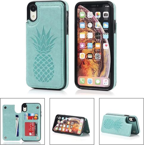 iPhone XR Case XR Card Credit Holder Wallet Protective Cover with Card Slot and Leather Case for iPhone XR 6.1Inch (Gold) in Kuwait