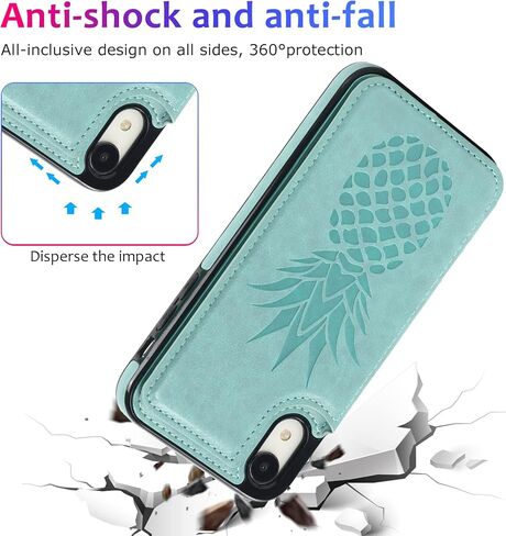 iPhone XR Case XR Card Credit Holder Wallet Protective Cover with Card Slot and Leather Case for iPhone XR 6.1Inch (Gold) in Kuwait