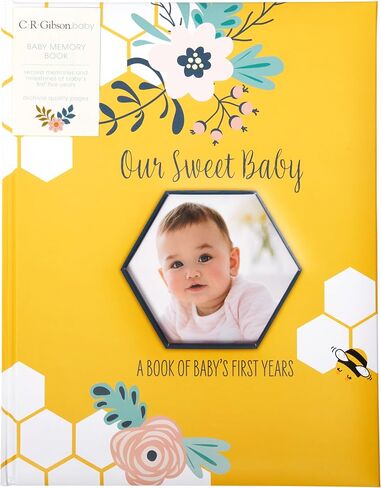C.R. Gibson Little Moon First 5 Years Gender Neutral Baby Memory Book, 8.75" W x 11.3" L with 48 Guided Pages, Multicolor in Saudi Arabia