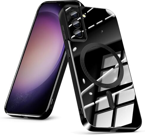 Magnetic for Samsung Galaxy S23 Case, Luxury Cute Soft TPU Magnetic Anti-Scratch Anti-Yellowing Slim Fit Glossy Shockproof Case for Samsung Galaxy S23 Case, Black(8-19) in Saudi Arabia
