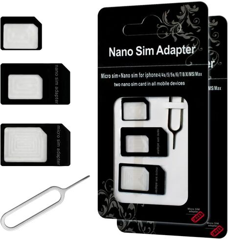 محول بطاقة SIM نانو، مجموعة تحويل نانو إلى شريحة اتصال صغيرة/قياسية مع دبوس إخراج صينية للهواتف الذكية وأجهزة النقاط الساخنة in Kuwait