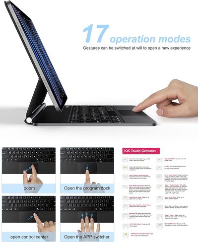حافظة لوحة مفاتيح مغناطيسية متوافقة مع iPad Pro 11 بوصة 2022/2021/2020/2018، [تنبيه ذكي] [لوحة لمس حساسة] [حامل ناتئ عائم] غطاء حافظة لوحة مفاتيح ذكية لاسلكية سهل الضبط، أسود in Saudi Arabia