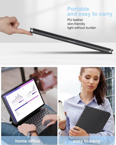 حافظة لوحة مفاتيح مغناطيسية متوافقة مع iPad Pro 11 بوصة 2022/2021/2020/2018، [تنبيه ذكي] [لوحة لمس حساسة] [حامل ناتئ عائم] غطاء حافظة لوحة مفاتيح ذكية لاسلكية سهل الضبط، أسود in Saudi Arabia